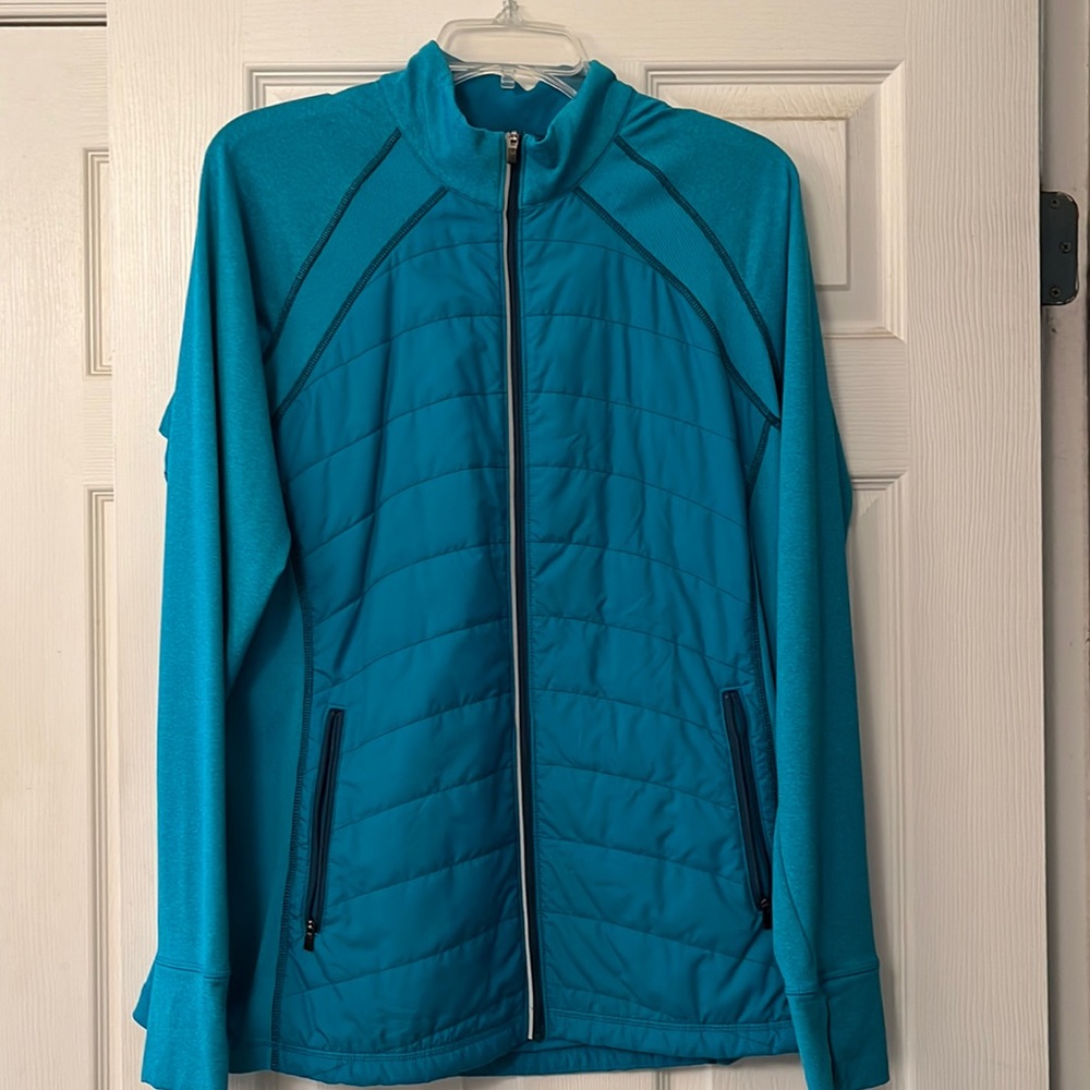 REI women’s lightweight teal blue athletic jacket
